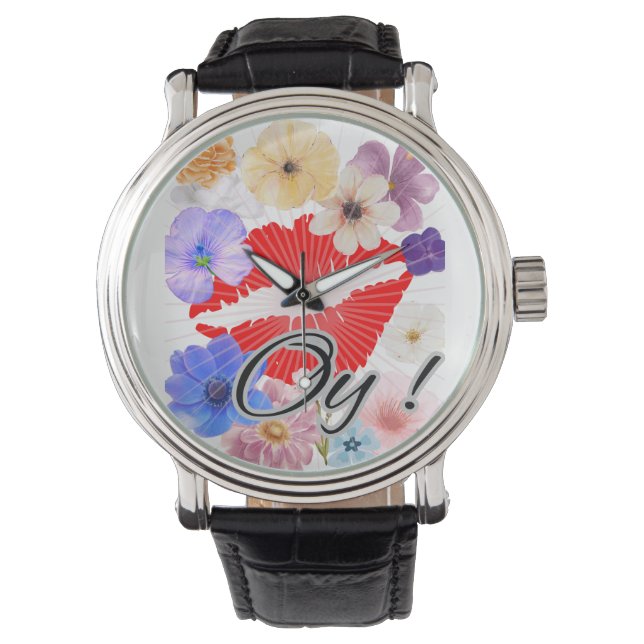 Lippen en bloemen horloge (Voorkant)