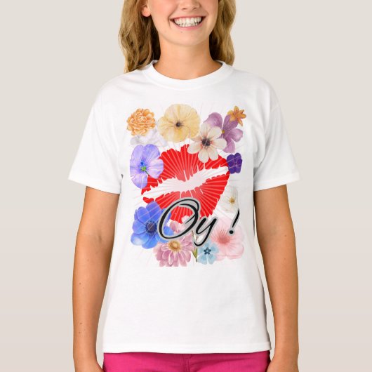 Lippen en bloemen t-shirt (Voorkant)