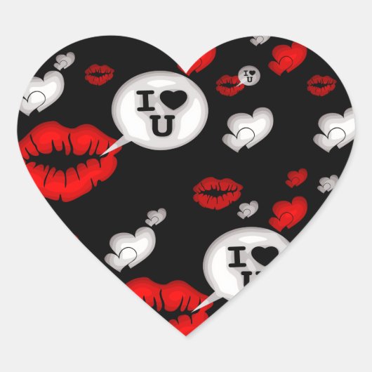 Lippen en liefdespraat hart sticker (Voorkant)