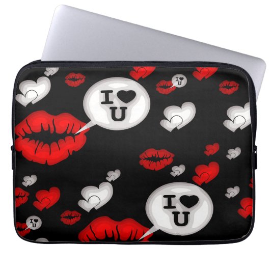 Lippen en liefdespraat laptop sleeve (Voorkant)