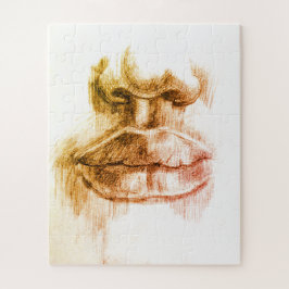 Lippen en neus potlood tekening puzzel