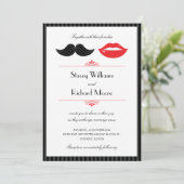 Lippen en snor bruiloft uitnodiging (Staand voorkant)