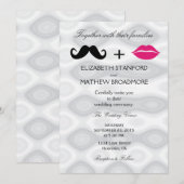 Lippen en snor bruiloft uitnodiging (Voorkant / Achterkant)