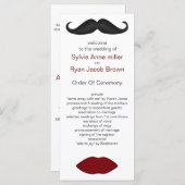 Lippen en snor mod bruiloft programma programmakaart (Voorkant / Achterkant)