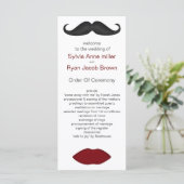 Lippen en snor mod bruiloft programma programmakaart (Staand voorkant)