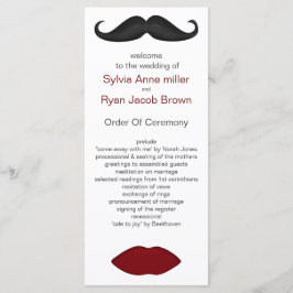 Lippen en snor mod bruiloft programma programmakaart