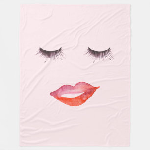 Lippen en Wimpers Fleece Deken