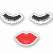 Lippen en wimpers rood sticker (Voorkant)