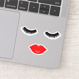 Lippen en wimpers rood sticker