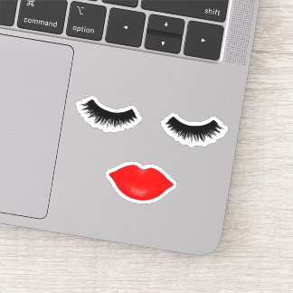 Lippen en wimpers rood sticker