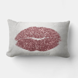 Lippen Glitter Grijs Maroon Blush Make-up Kus Zilv Kussen