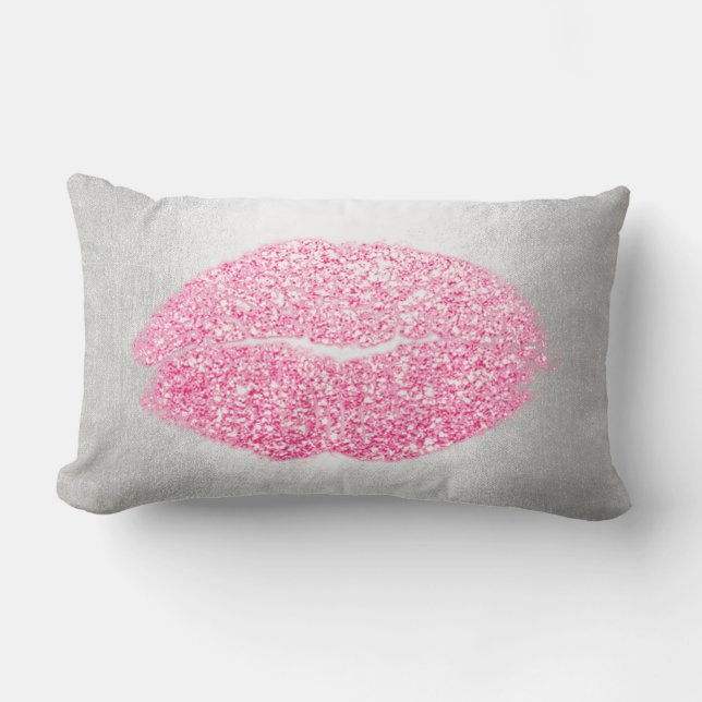 Lippen Glitter Grijs Snoep Roze Make-up Kiss Zilve Kussen (Voorkant)