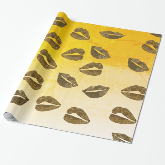 Lippen Gouden folie Wrapping Papier (Uitgerold)
