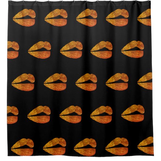 Lippen Gouden Glitter Douchegordijn (Voorkant)
