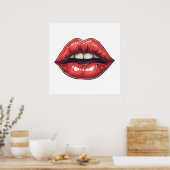 Lippen handgetekend poster (Keuken)