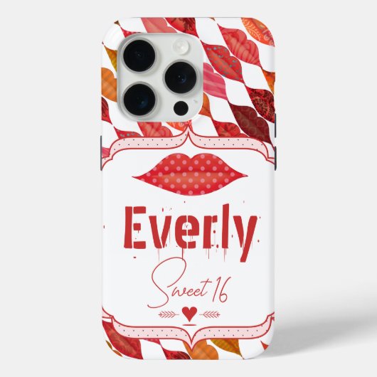 Lippen Hipster  Retro Sweet 16 Case-Mate iPhone Case (Achterkant)