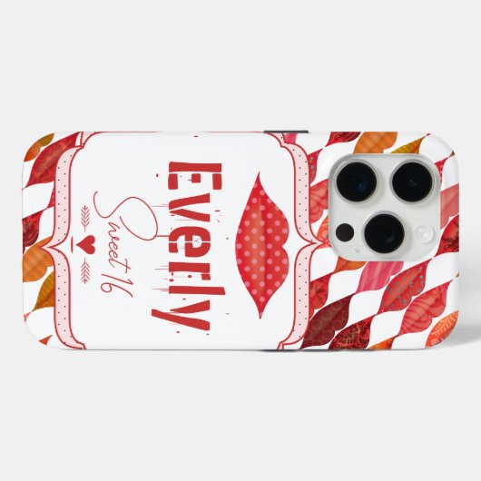 Lippen Hipster  Retro Sweet 16 Case-Mate iPhone Case (Achterkant (horizontaal))