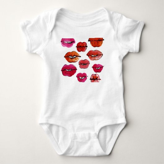 Lippen in inkt en waterverf set romper (Voorkant)