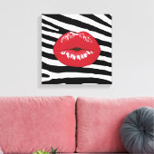 Lippen kus beauty glamour mode trendy zebra canvas afdruk (Insitu (Woonkamer))