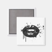 Lippen kus mode glamour beauty zwart en wit magneet (Voorkant / Achterkant)