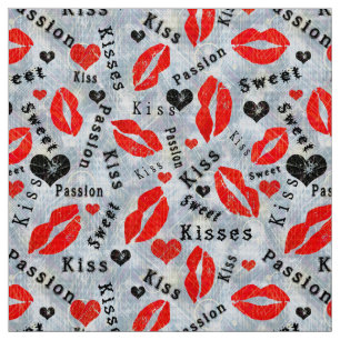 Lippen, lippenstift afdrukken, kus. stof