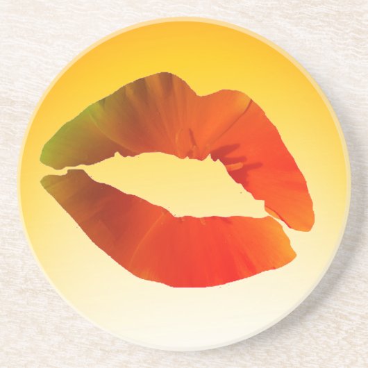 Lippen, Sexy Mond Zandsteen Drink Onderzetter (Voorkant)