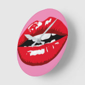  lippen steken mond afbeelding modern design ronde klok (Hoek)