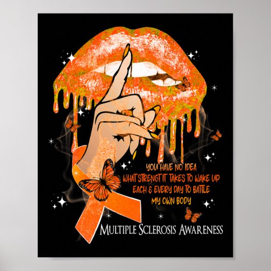 Lippen Vlinders Vrouwen Multiple Sclerosis Awarene Poster (Voorkant)