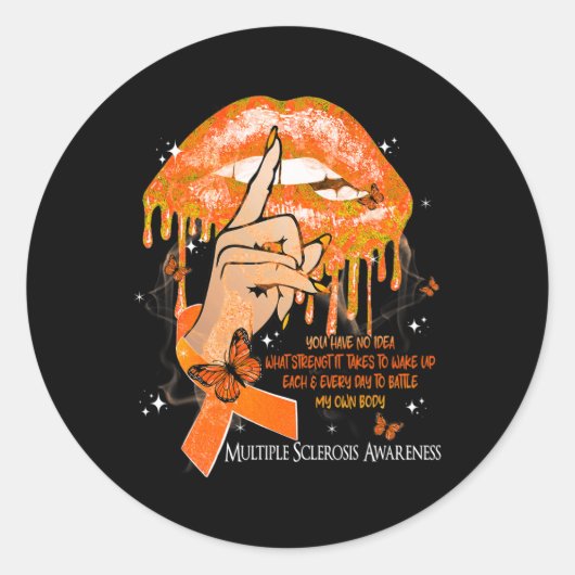 Lippen Vlinders Vrouwen Multiple Sclerosis Awarene Ronde Sticker (Voorkant)