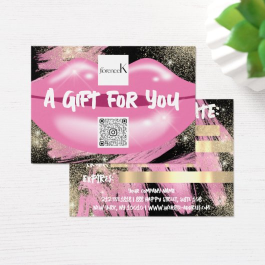 Lippen Zwart Make-up Artiest Studio Logo QR 100 st Visitekaartje (Bureau)