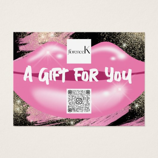 Lippen Zwart Make-up Artiest Studio Logo QR 100 st Visitekaartje (Voorkant)