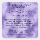  lippenbalkbuis geweven paarse folie vierkante sticker (Voorkant)