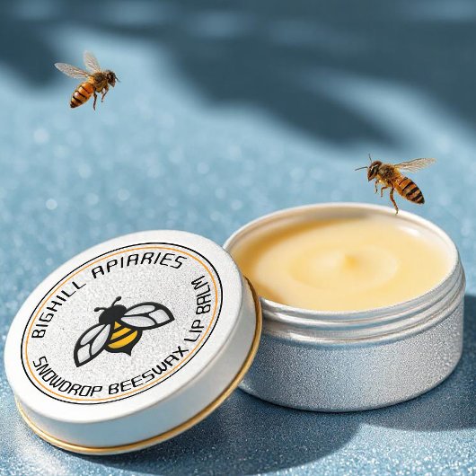 Lippenbalsem Container Label Yellow Bee Bijenwas