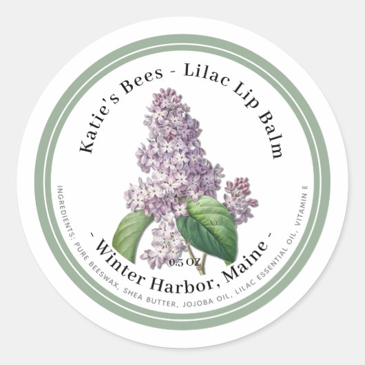 Lippenbalsem Label met Lila bloemenillustratie (Voorkant)