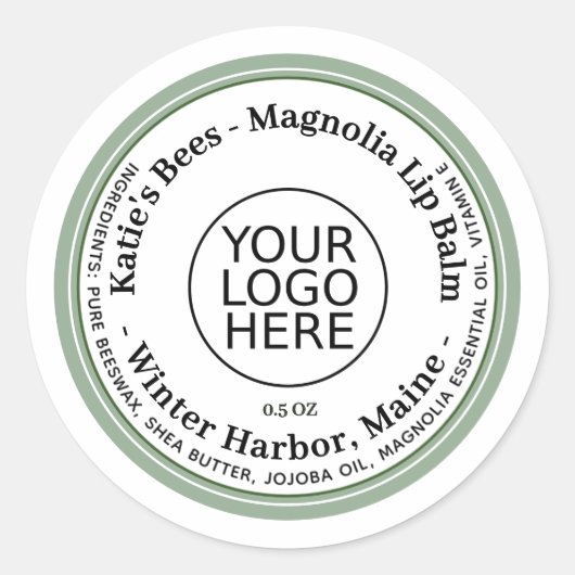 Lippenbalsemlabel met bewerkbare Logo en donkere t Ronde Sticker (Voorkant)