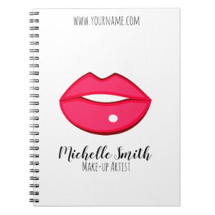 Lippenontwerp in hete roze Make-up artiest Visitek Notitieboek