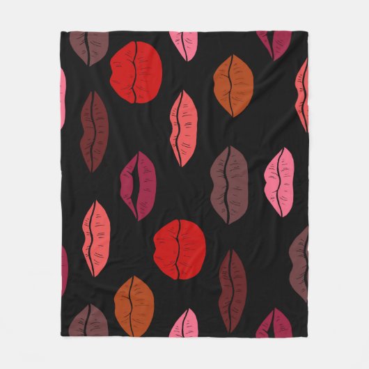 Lippenprint, rode roze kussen. fleece deken (Voorkant)