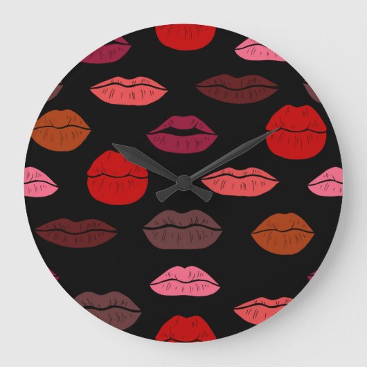 Lippenprint, rode roze kussen. grote klok (Voorkant)