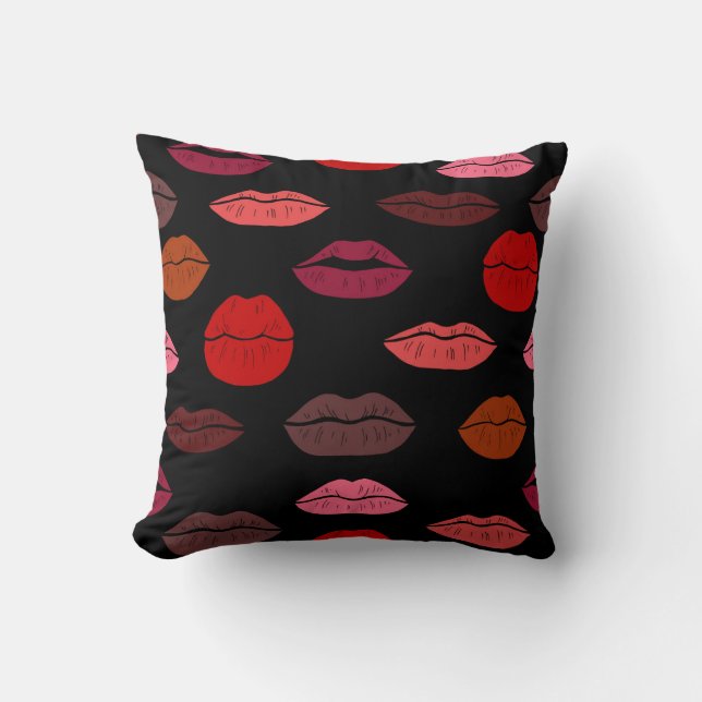 Lippenprint, rode roze kussen. kussen (Voorkant)