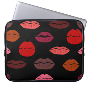Lippenprint, rode roze kussen. laptop sleeve