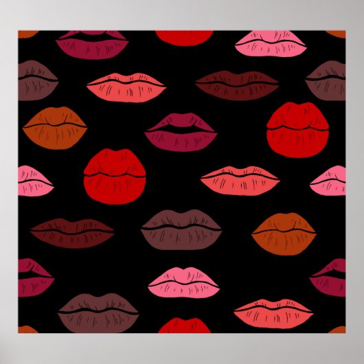 Lippenprint, rode roze kussen. poster (Voorkant)