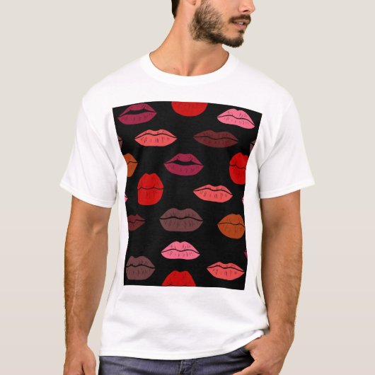 Lippenprint, rode roze kussen. t-shirt (Voorkant)