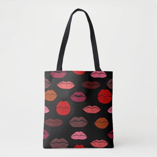 Lippenprint, rode roze kussen. tote bag (Voorkant)
