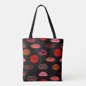 Lippenprint, rode roze kussen. tote bag (Achterkant)