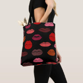 Lippenprint, rode roze kussen. tote bag (Dichtbij)