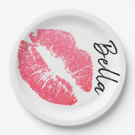 Lippenstift afdruk roze lippenstift zwart wit leuk papieren bordje