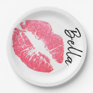 Lippenstift afdruk roze lippenstift zwart wit leuk papieren bordje