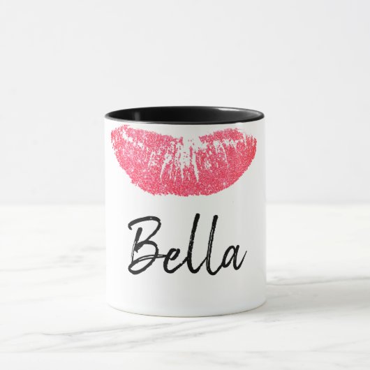Lippenstift afdruk roze lippenvlek mok (Midden)