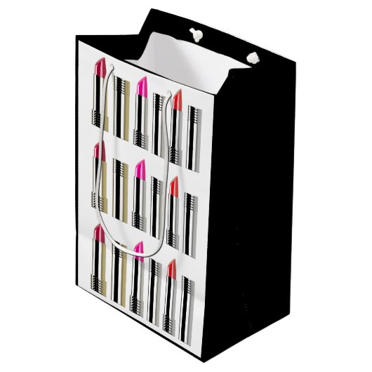 Lippenstift chroom roze wit cosmetologie medium cadeauzakje (Voorkant Gekanteld)
