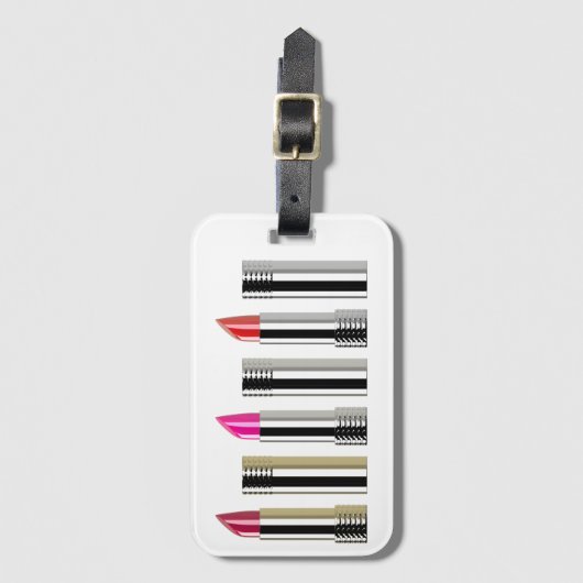 Lippenstift cosmetologie chroom roze rood girly bagagelabel (Voorkant (verticaal))